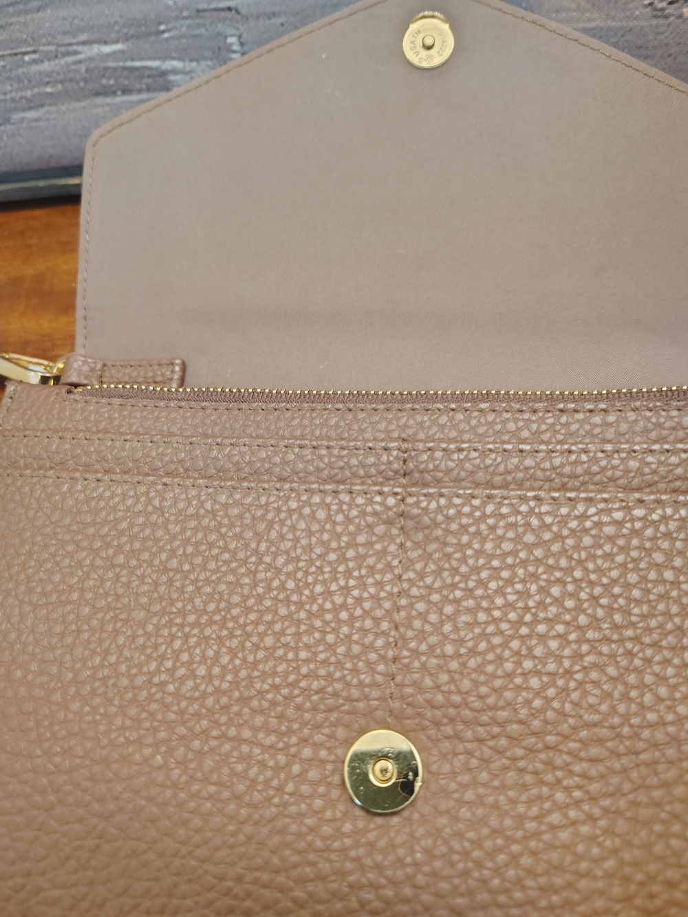 Matt & Nat Pebbled Clutch in Taupe Brown with Gold Hardware